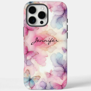 Funda iPhone 16 Pro Max Girly Watercolor Butterfly iPhone
