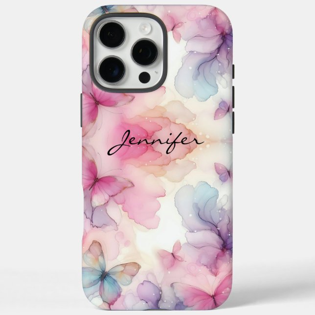 Funda iPhone 16 Pro Max Girly Watercolor Butterfly iPhone (Reverso)