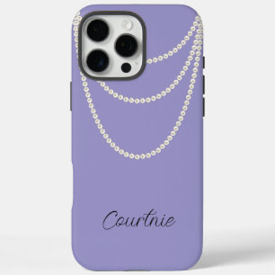 Funda iPhone 16 Pro Max Glam Purple White Pearls