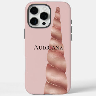 Funda iPhone 16 Pro Max Glam Unicorn de oro Rosa Rosa de Rubor