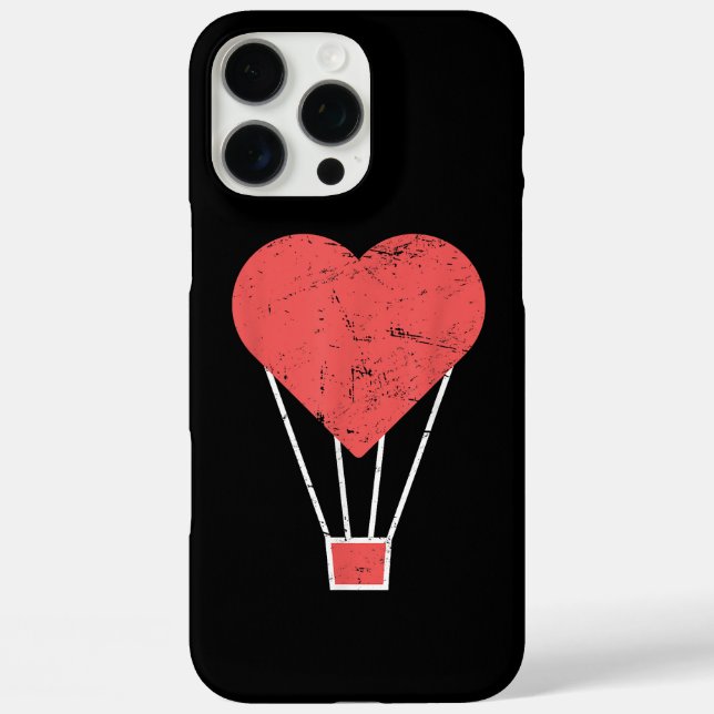 Funda iPhone 16 Pro Max Globo de aire caliente Heart Cute (Reverso )