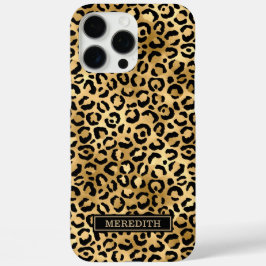 Funda iPhone 16 Pro Max Gold Foil Leopard Print Monogrammed