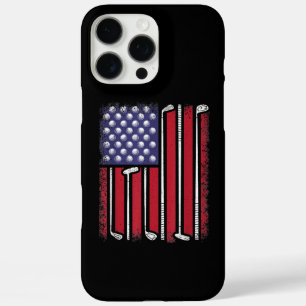 Funda iPhone 16 Pro Max Golf Divertido Bandera Americana Jugador de Golf V