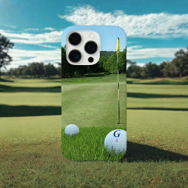 Funda iPhone 16 Pro Max Golfer Photo Golf Ball Monogramed Green