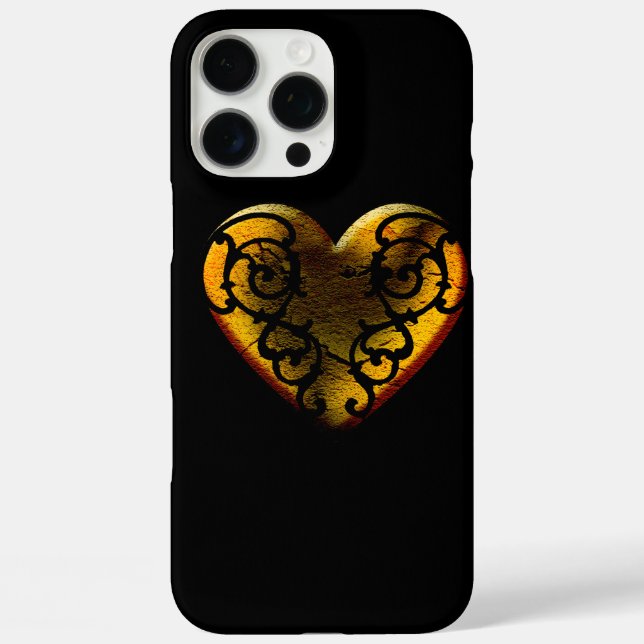 Funda iPhone 16 Pro Max Gótico Filigree Gold Heart (Reverso )