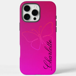 Funda iPhone 16 Pro Max Grace en una línea: Silhouette de mariposa