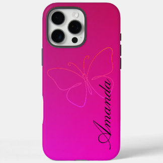 Funda iPhone 16 Pro Max Grace en una línea: Silhouette de mariposa