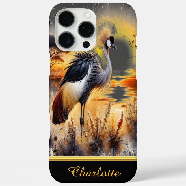 Funda iPhone 16 Pro Max Graceful Crane en el atardecer (Reverso )