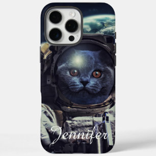 Funda iPhone 16 Pro Max Gracioso gato astronauta de Shorthair en el espaci