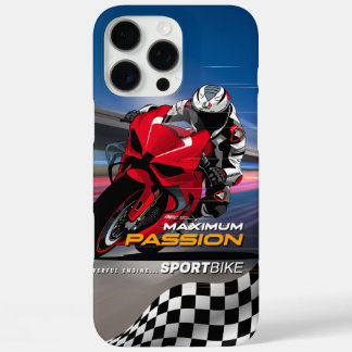 Funda iPhone 16 Pro Max Gráficos de piloto de superbike con máxima pasión