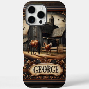 Funda iPhone 16 Pro Max Granja Rústica Con Caballos