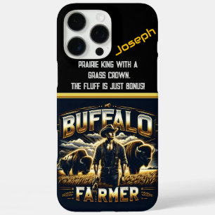 Funda iPhone 16 Pro Max Granjero de búfalo con manada al atardecer