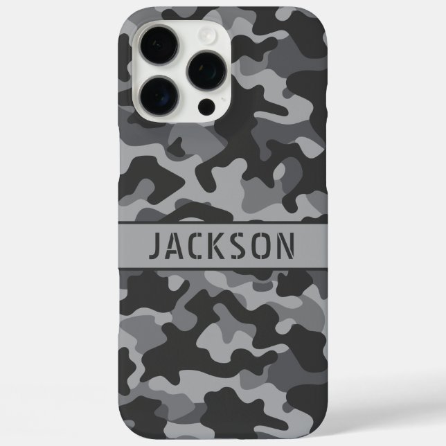 Funda iPhone 16 Pro Max Gray Camouflage Personalized (Reverso )