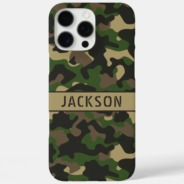 Funda iPhone 16 Pro Max Green Brown Camouflage Personalized (Reverso )