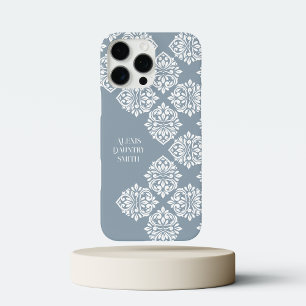 Funda iPhone 16 Pro Max Gris de cadete geométrico abstracto de Damasco clá
