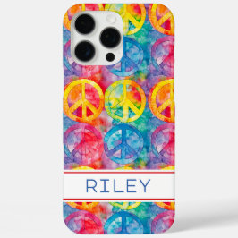 Funda iPhone 16 Pro Max Groovy Retro Hippie Peace Sign Personalized