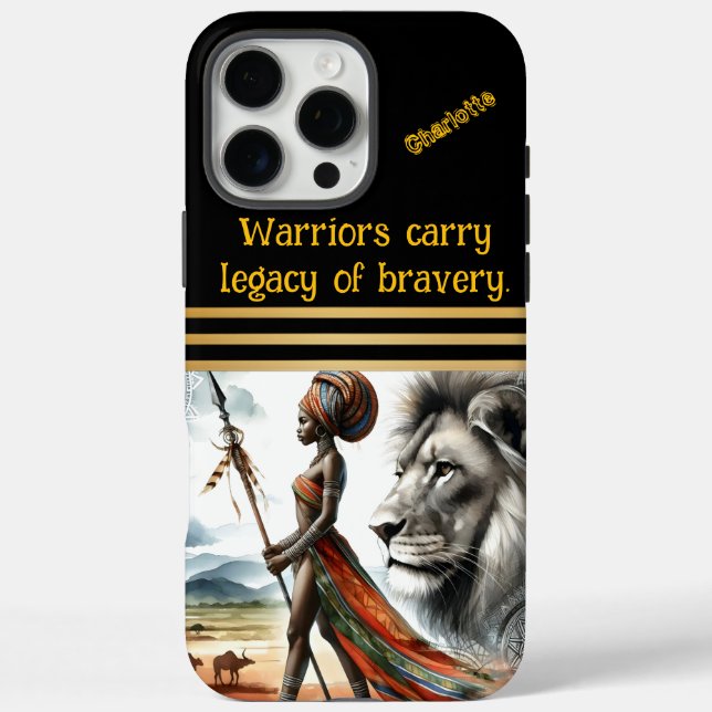Funda iPhone 16 Pro Max Guerrero alto contra el fondo africano (Reverso)