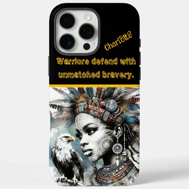 Funda iPhone 16 Pro Max Guerrero emplumado con un águila regia (Reverso)