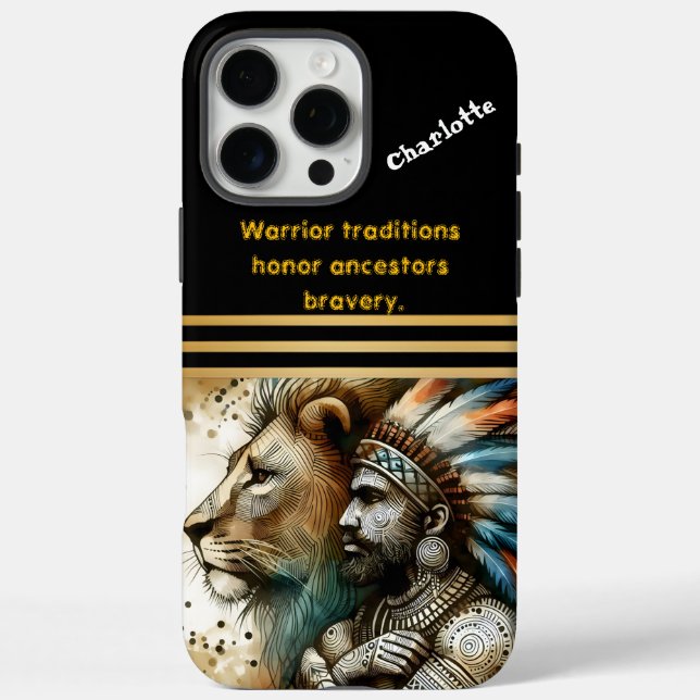 Funda iPhone 16 Pro Max Guerrero orgulloso de un león (Reverso)