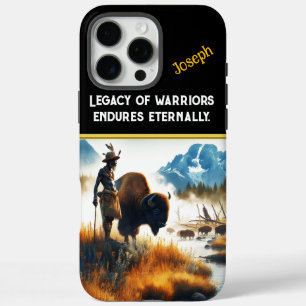 Funda iPhone 16 Pro Max Guerrero por río con bisonte