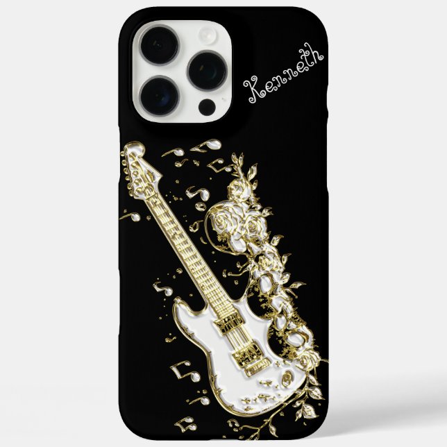 Funda iPhone 16 Pro Max Guitarra Sinfónica Dorada Impresionante (Reverso )