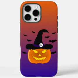 Funda iPhone 16 Pro Max Halloween Calabaza Jack o’ Lantern Witch Gorra