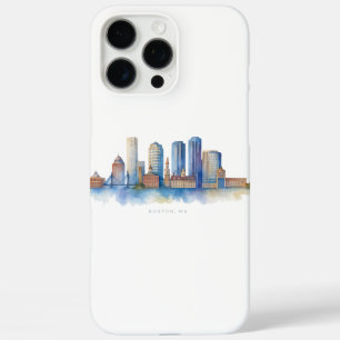 Funda iPhone 16 Pro Max Horizonte de la ciudad de Boston en acuarela   Mod