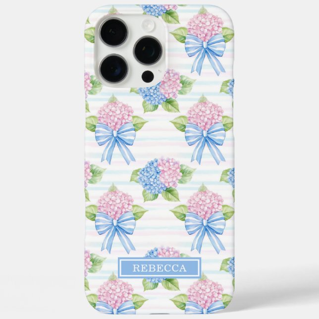 Funda iPhone 16 Pro Max Hortensias azules y rosadas  (Reverso )