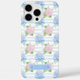 Funda iPhone 16 Pro Max Hortensias Azules y Rosas Rayadas