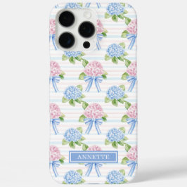 Funda iPhone 16 Pro Max Hortensias Rayadas de Azul y Rosa