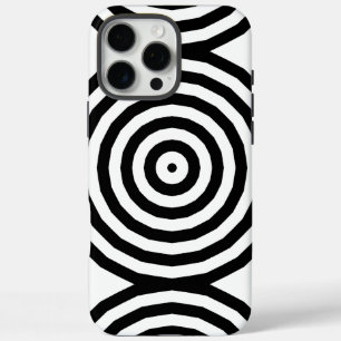 Funda iPhone 16 Pro Max Ilusión óptica de círculos concéntricos en blanco 