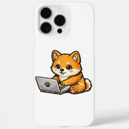 Funda iPhone 16 Pro Max Ilustración acogedora de Shiba Inu lindo con portá