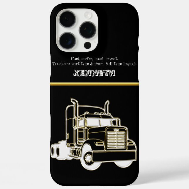 Funda iPhone 16 Pro Max Ilustracion de diseño de semicruck de oro (Reverso )