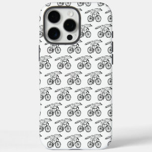 Funda iPhone 16 Pro Max Impresión de arte de zorro caprichoso en bicicleta