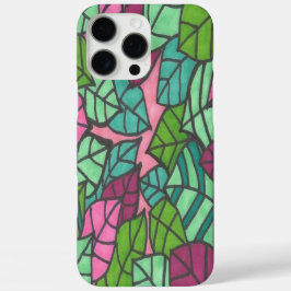 Funda iPhone 16 Pro Max Impresión de hojas de palma rosas y verdes