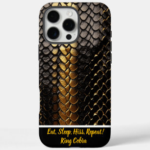 Funda iPhone 16 Pro Max Impresionante patrón negro y dorado de la piel de