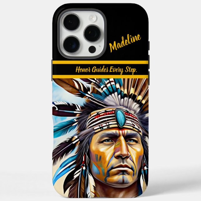 Funda iPhone 16 Pro Max Incendio de memo tribal: estilo nativo (Reverso)