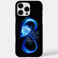 Infinito brillante con rosa azul