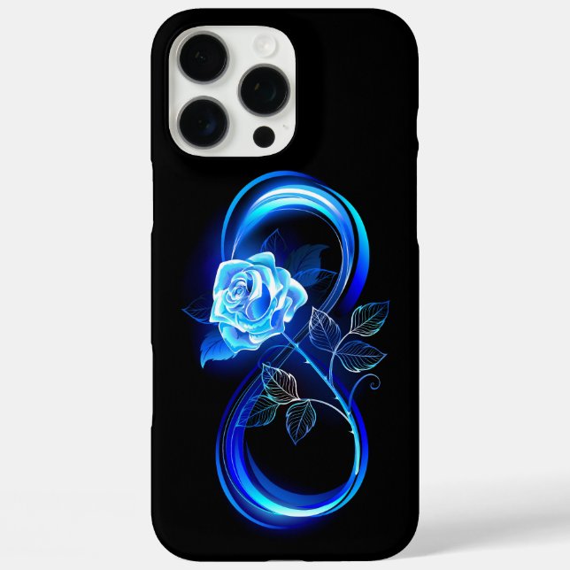 Funda iPhone 16 Pro Max Infinito brillante con rosa azul (Reverso )