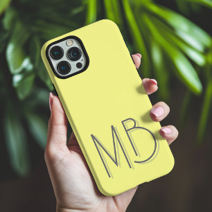 Funda iPhone 16 Pro Max Iniciales de monograma amarillo moderno contemporá