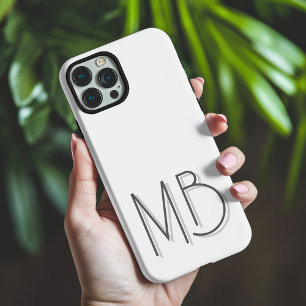 Funda iPhone 16 Pro Max Iniciales de monograma blancas modernas contemporá