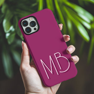 Funda iPhone 16 Pro Max Iniciales de monograma de amaranto moderno contemp