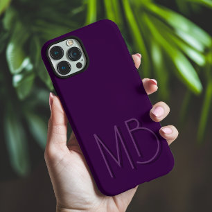 Funda iPhone 16 Pro Max Iniciales de monograma morado modernas contemporán