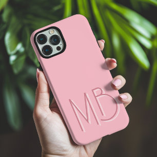 Funda iPhone 16 Pro Max Iniciales de monograma rosa moderno contemporáneo