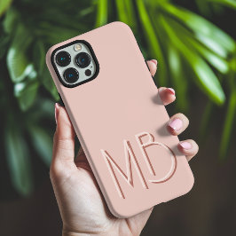 Funda iPhone 16 Pro Max Iniciales de monograma rosa moderno contemporáneo