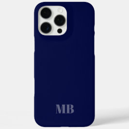 Funda iPhone 16 Pro Max iniciales de nombre de monograma azul marino