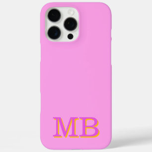 Funda iPhone 16 Pro Max iniciales de nombre de monograma rosa único