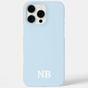 Funda iPhone 16 Pro Max iniciales de nombre de monograma único azul y blan