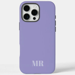 Funda iPhone 16 Pro Max iniciales de nombre de monograma violeta claro
