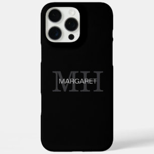 Funda iPhone 16 Pro Max iniciales de nombres de monograma en blanco y negr